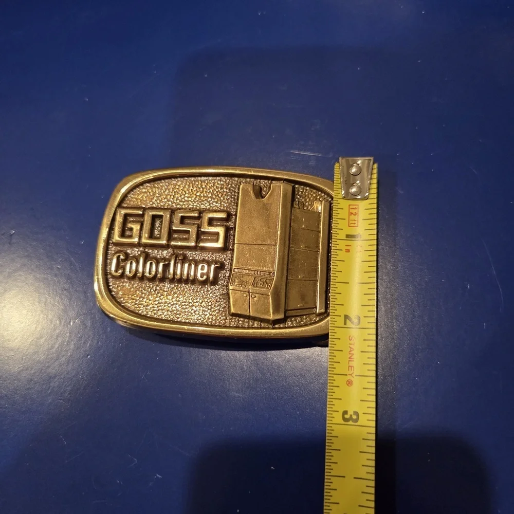 Vintage Goss Colorliner Printing Press Brass Belt Buckle Industrial